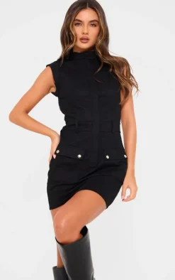 Premium Cargo Twill Pocket Detail Bodycon Dress-PrettyLittleThing New