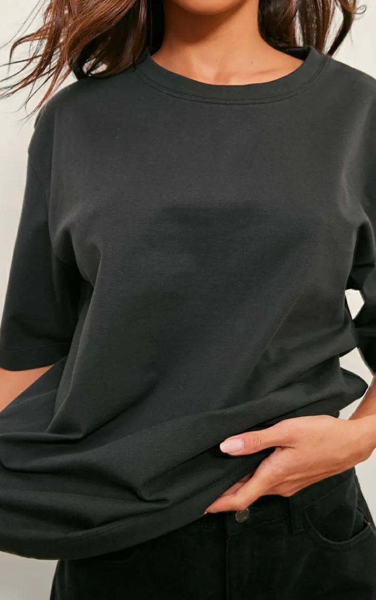 PrettyLittleThing T-Shirts*Black Premium Cotton Oversized T-shirt