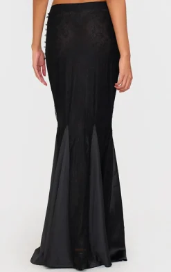 Premium Lace Satin Hem Detail Fishtail Maxi Skirt-PrettyLittleThing Outlet