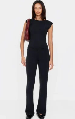Discount PrettyLittleThing Premium Soft Touch Boatneck Longline Top Black