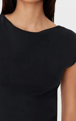 Discount PrettyLittleThing Premium Soft Touch Boatneck Longline Top Black