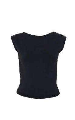 Discount PrettyLittleThing Premium Soft Touch Boatneck Longline Top Black
