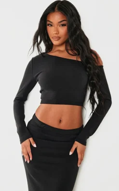 PrettyLittleThing Premium Soft Touch Long Sleeve Top Black