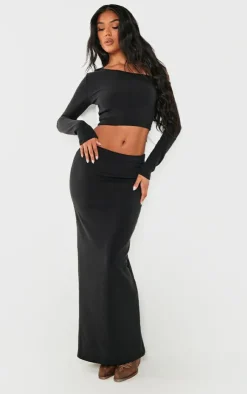 PrettyLittleThing Premium Soft Touch Long Sleeve Top Black