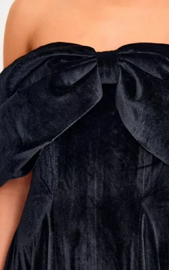 Premium Velvet Extreme Bow Detail Romper-PrettyLittleThing