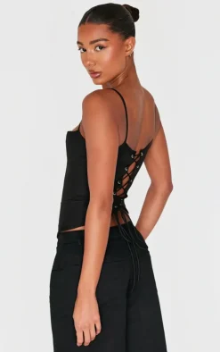 PrettyLittleThing Corsets*Premium Woven Lace Up Back Corset