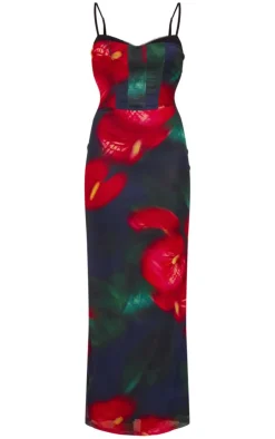 Print Mesh Cup Cami Maxi Dress-PrettyLittleThing Sale
