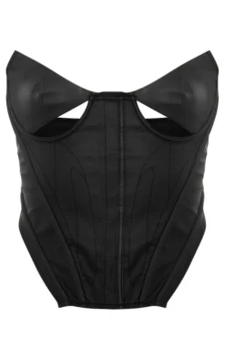 PU Boned Stitch Detail Corset-PrettyLittleThing Clearance
