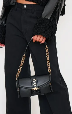 PrettyLittleThing Shoulder Bags*PU Buckle Detail Link Handle Shoulder Bag