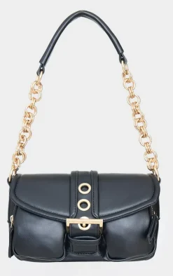 PrettyLittleThing Shoulder Bags*PU Buckle Detail Link Handle Shoulder Bag