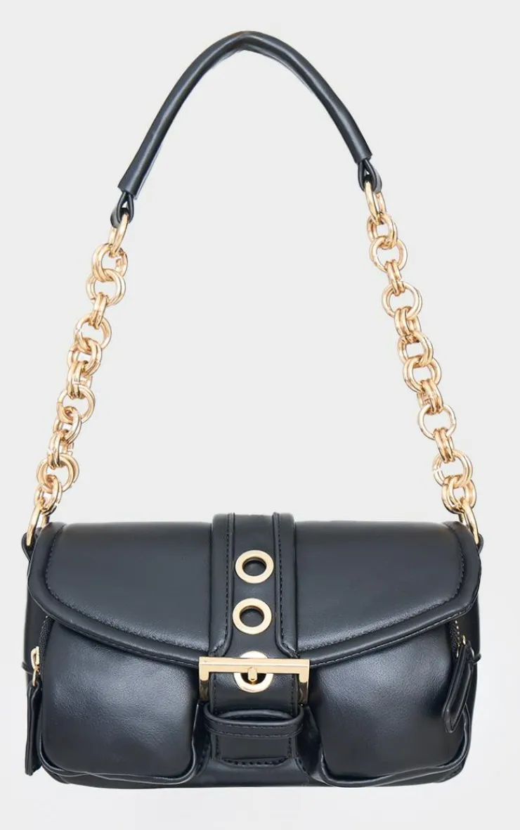PrettyLittleThing Shoulder Bags*PU Buckle Detail Link Handle Shoulder Bag