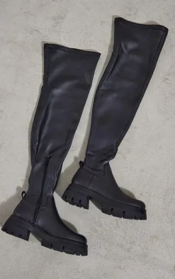 PrettyLittleThing Over The Knee Boots*PU Chunky Arched Sole Over The Knee Boots
