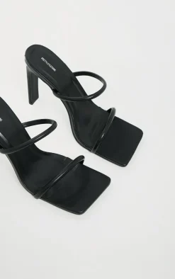 PrettyLittleThing Mules*PU Extreme Square Toe Twin Strap Mule High Heels