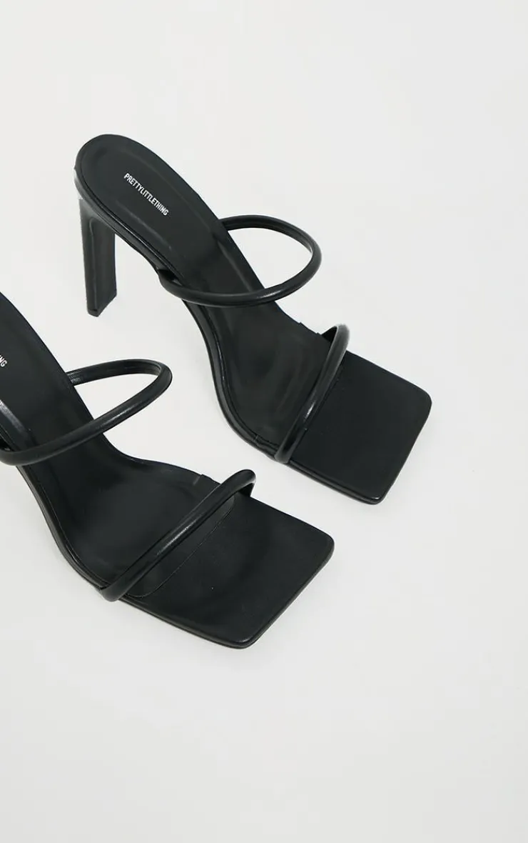 PrettyLittleThing Mules*PU Extreme Square Toe Twin Strap Mule High Heels