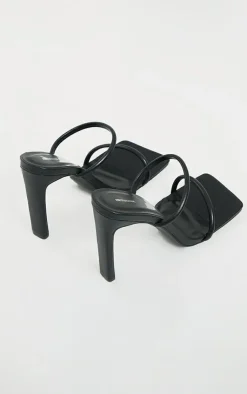 PrettyLittleThing Mules*PU Extreme Square Toe Twin Strap Mule High Heels