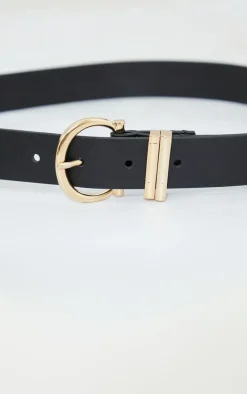 PrettyLittleThing Black Belts*PU Gold Horseshoe Buckle Belt