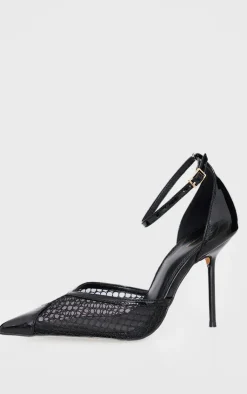 PrettyLittleThing High Heels*PU Mesh Upper Point Toe High Stiletto Court Heels