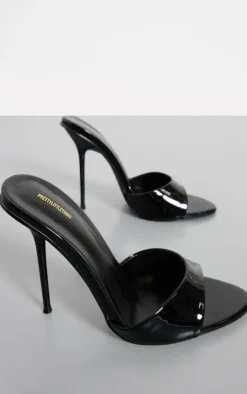PrettyLittleThing Wide Fit Heels*Pu Patent Point Toe Wide Fit Stiletto Heeled Mules
