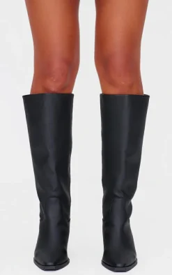 PrettyLittleThing Knee High Boots*PU Point Toe Heel Western Boots