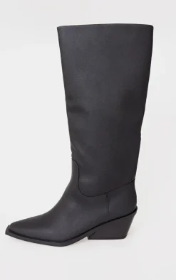PrettyLittleThing Knee High Boots*PU Point Toe Heel Western Boots