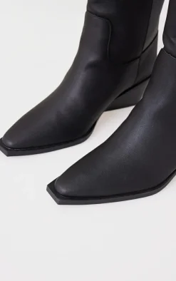 PrettyLittleThing Knee High Boots*PU Point Toe Heel Western Boots