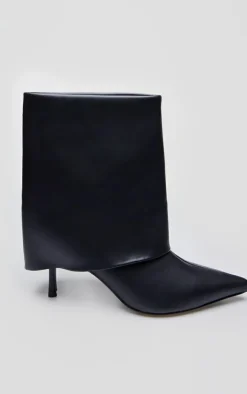 PrettyLittleThing Low Heels*PU Point Toe Fold Over Low Heeled Ankle Boots