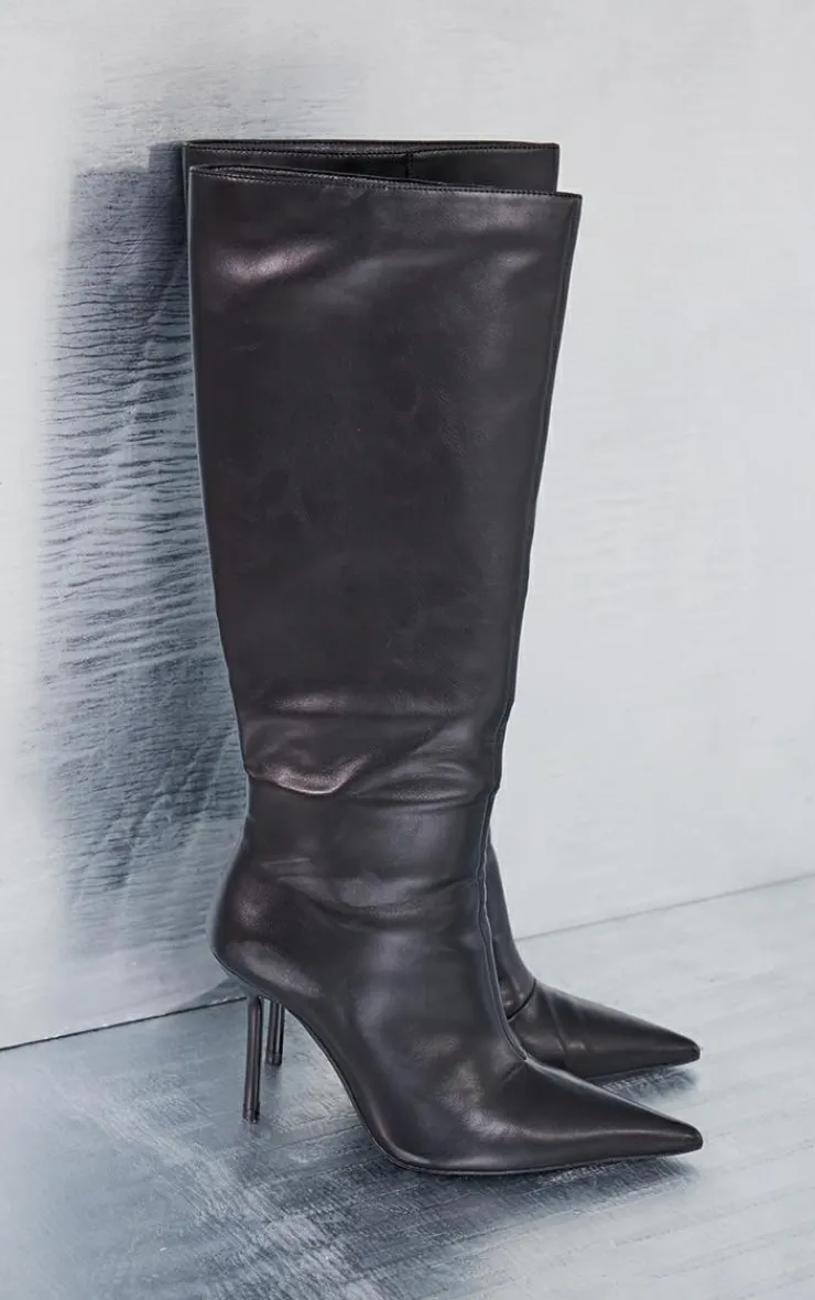 PrettyLittleThing High Heels*PU Point Toe Knee High Stiletto Heeled Boots
