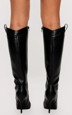 PrettyLittleThing Knee High Boots*PU Point Toe Knee High Western Stiletto Boots