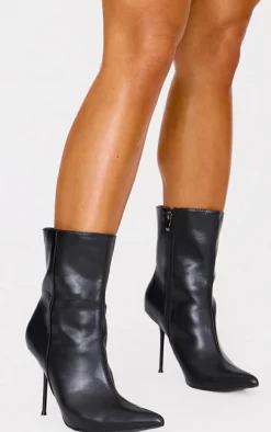 PrettyLittleThing Mid Heels*Pu Point Toe Mid Heeled Ankle Boots