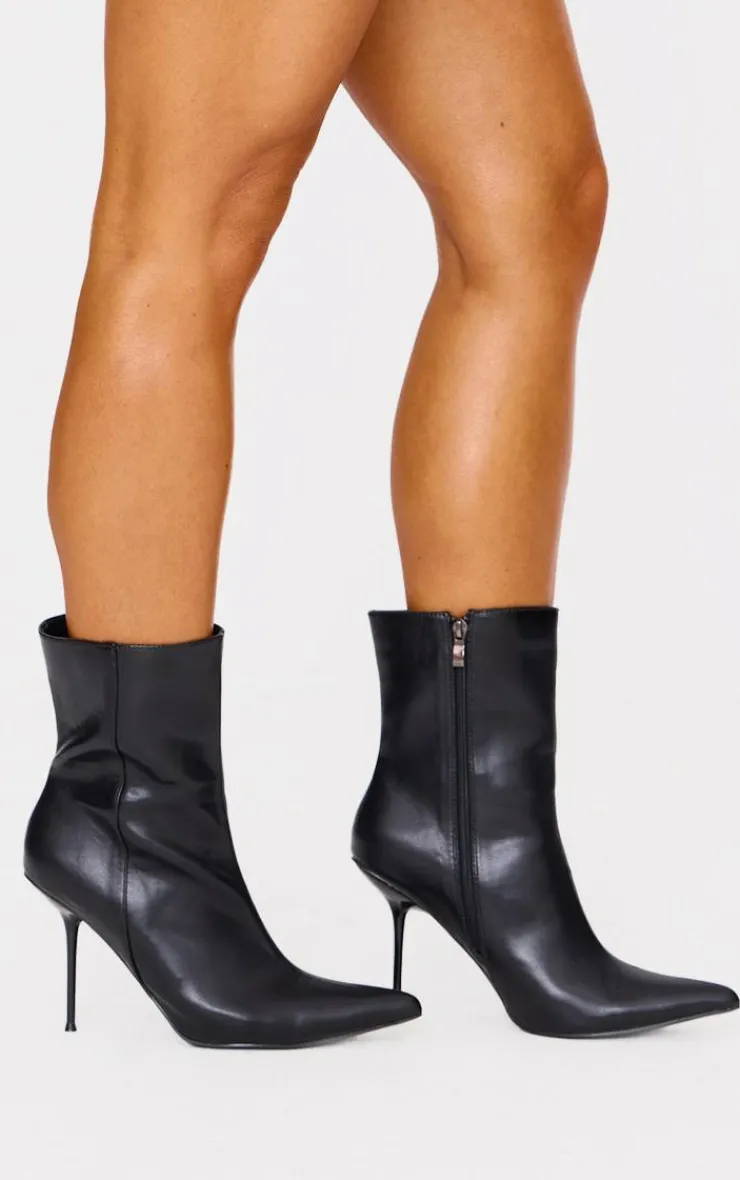 PrettyLittleThing Mid Heels*Pu Point Toe Mid Heeled Ankle Boots