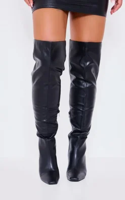 PrettyLittleThing Over The Knee Boots*PU Point Toe Over The Knee Heeled Boots