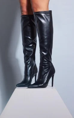 PrettyLittleThing Over The Knee Boots*Pu Point Toe Stiletto Over The Knee Heeled Boots