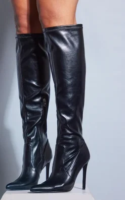 PrettyLittleThing Over The Knee Boots*Pu Point Toe Stiletto Over The Knee Heeled Boots