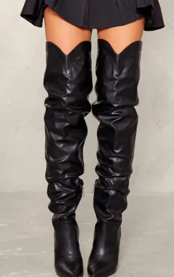 PrettyLittleThing High Heels*PU Point Toe Western Style High Heeled Over The Knee Boots