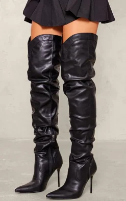 PrettyLittleThing High Heels*PU Point Toe Western Style High Heeled Over The Knee Boots