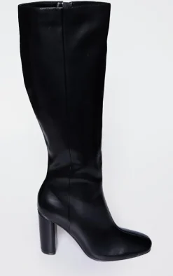 PrettyLittleThing Block Heels*PU Round Block Heel Knee High Boots