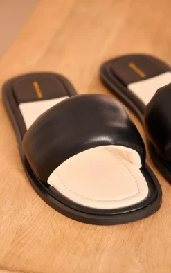 PrettyLittleThing Slides*Pu Round Toe Contrast Slider Sandals