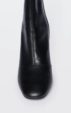 PrettyLittleThing Heeled Boots*PU Round Toe Heeled Ankle Sock Boots