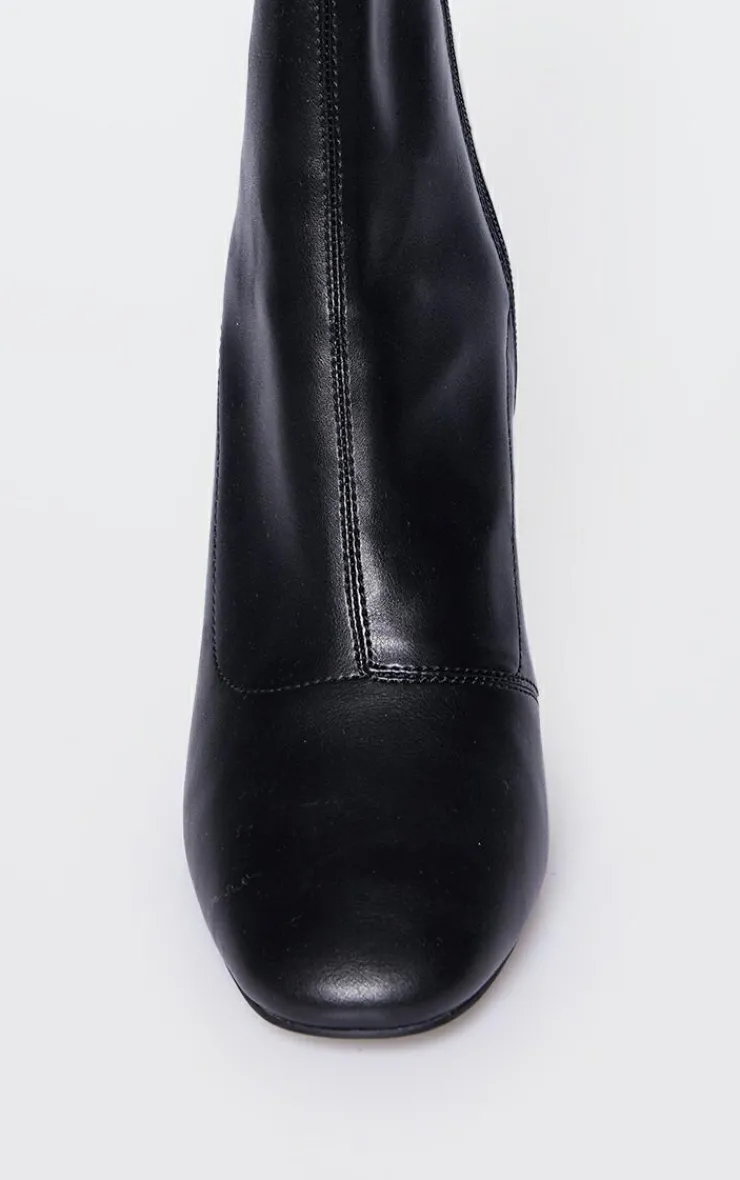 PrettyLittleThing Heeled Boots*PU Round Toe Heeled Ankle Sock Boots