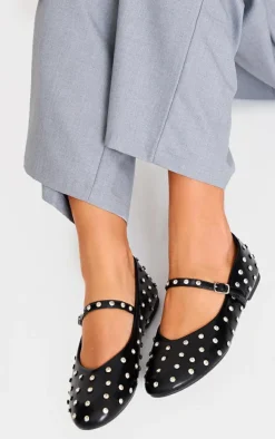 PrettyLittleThing Ballet Flats*Pu Round Toe Studded Ballet Flats