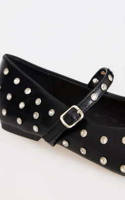 PrettyLittleThing Ballet Flats*Pu Round Toe Studded Ballet Flats