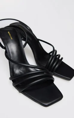 PrettyLittleThing Mid Heels*PU Square Toe Asymmetric Tube Strap Heeled Sandals