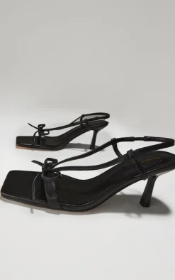 PrettyLittleThing Heeled Sandals*PU Square Toe Bow Sling Back Mid Heeled Sandals