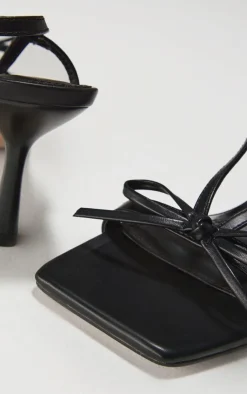 PrettyLittleThing Heeled Sandals*PU Square Toe Bow Sling Back Mid Heeled Sandals