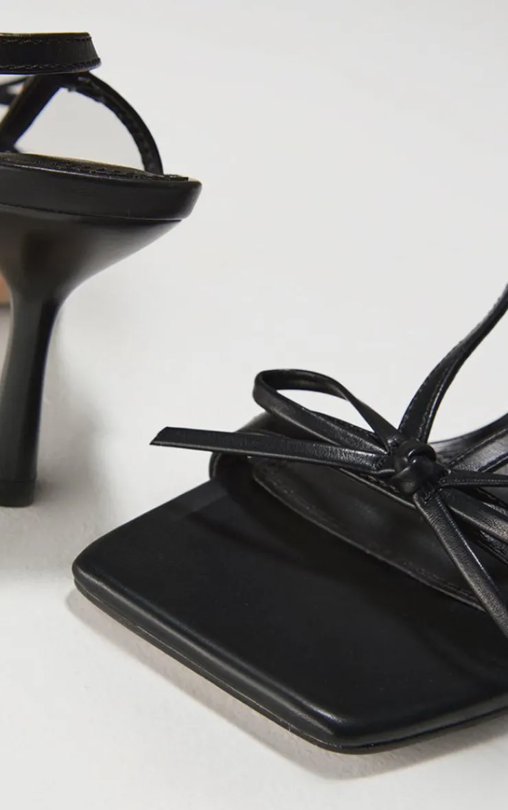 PrettyLittleThing Heeled Sandals*PU Square Toe Bow Sling Back Mid Heeled Sandals