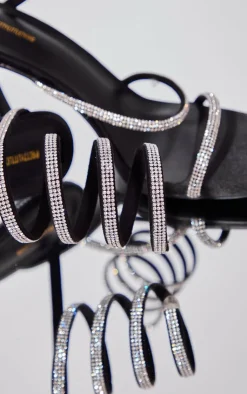PrettyLittleThing High Heels*PU Square Toe Diamante Spiral High Heeled Sandals