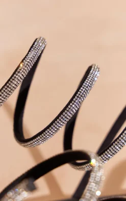 PrettyLittleThing Flat Sandals*PU Square Toe Diamante Spiral Strap Flat Sandals