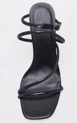 PrettyLittleThing High Heels*PU Square Toe Diamante Asymmetric Strap High Heels