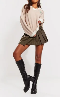 PrettyLittleThing High Heels*PU Square Toe Knee High Block Heel Platform Boots