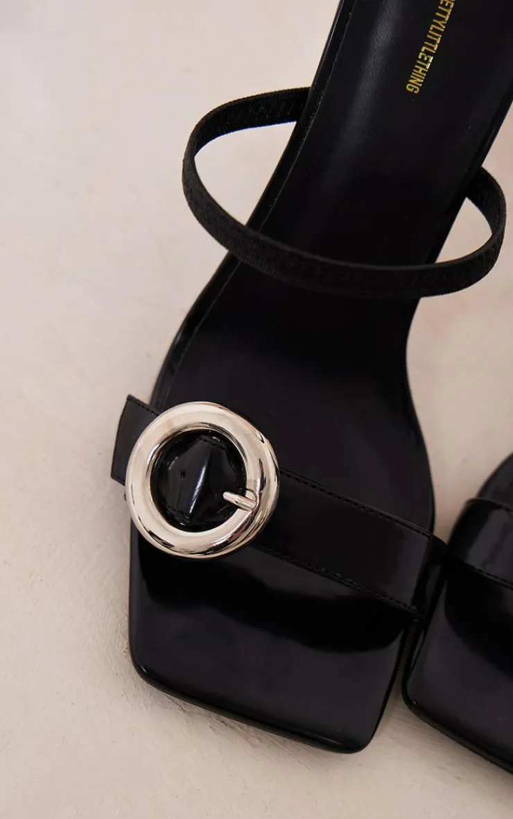 PrettyLittleThing Mules*Pu Square Toe Round Buckle High Heeled Mules